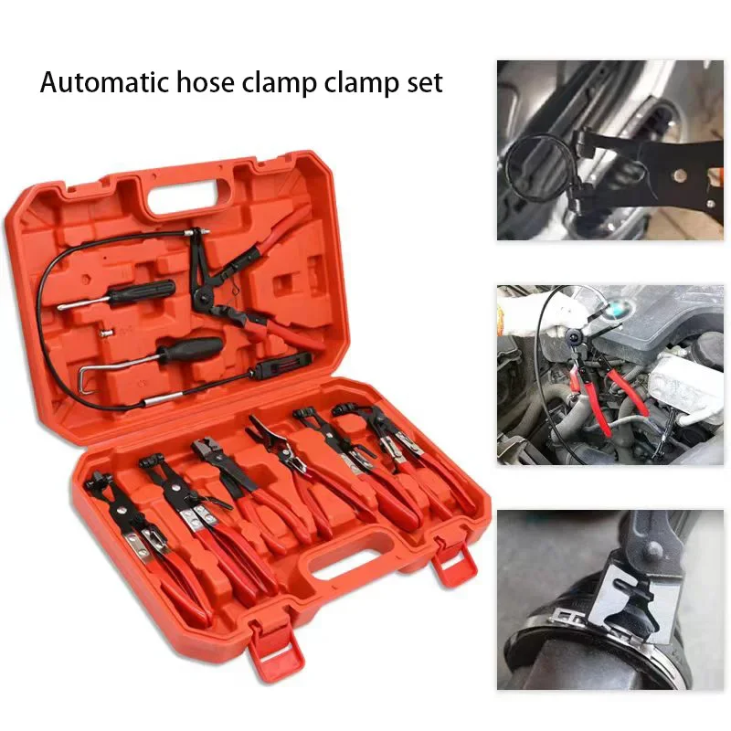 9 Wire & Cable Type Connector Shoe Clamp Removal Oil Seal Screwdriver Auto Repair Tools Automatic Hose Clamp Ring Clamp Set