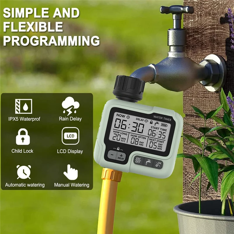 ABLL-Temporizador de aspersor Digital, temporizador de agua programable para manguera de jardín, Control de riego automático y Manual para patio, césped
