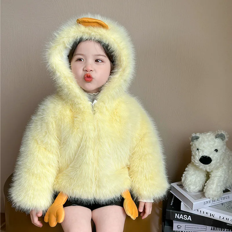 Autumn Family Matching Wool Blends Jacket for Mom and Daughter Duck Woolen Coat with Hoodies Mother Daughter Matching Outfits