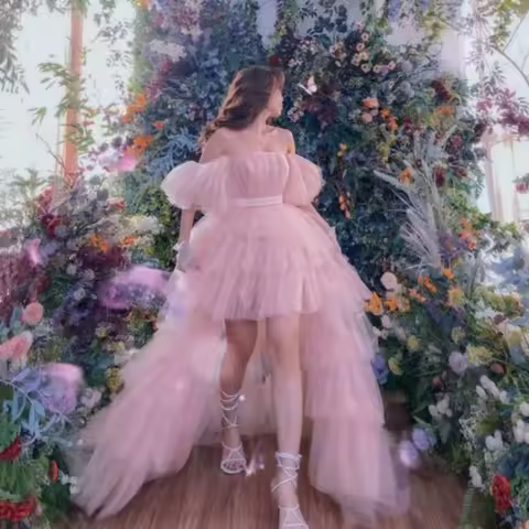 A Line Simple Prom Dresses Customized Romantic Strapless Tulle Party Gowns Off Shoulder Evening Dress New Vestidos