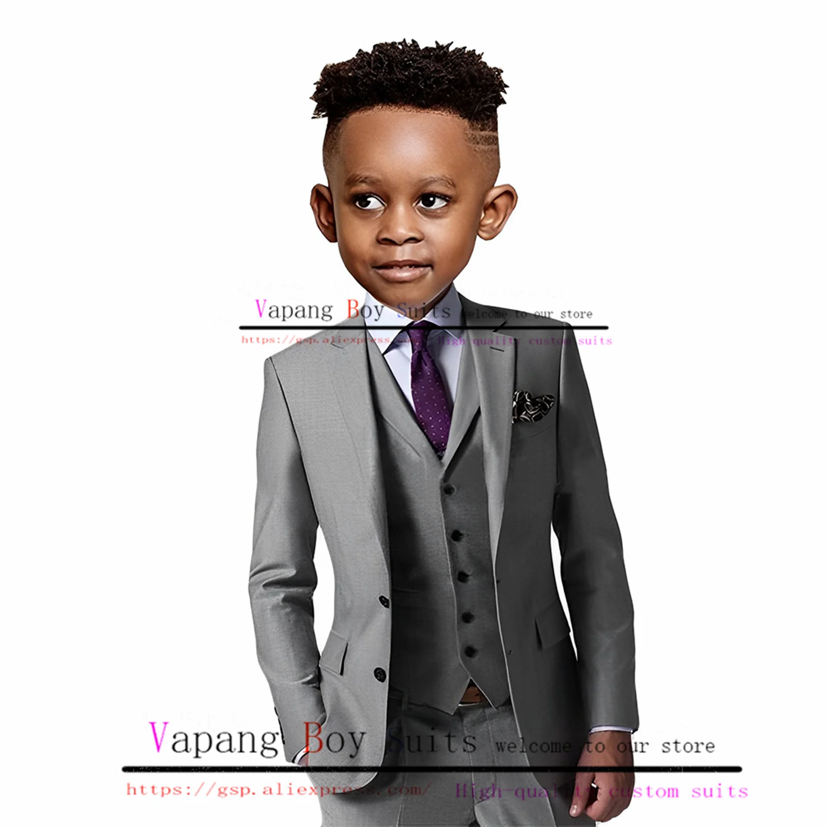 White Boys Suit Jacket Pants Vest 3-Piece Set Wedding Tuxedo Slim Custom 2-16 Years Old Kids Blazer