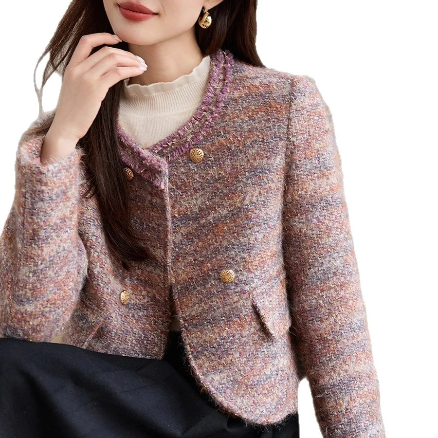 Women's coarse woolen small fragrant style jacket 2025 Spring and Autumn new small fragrant style top