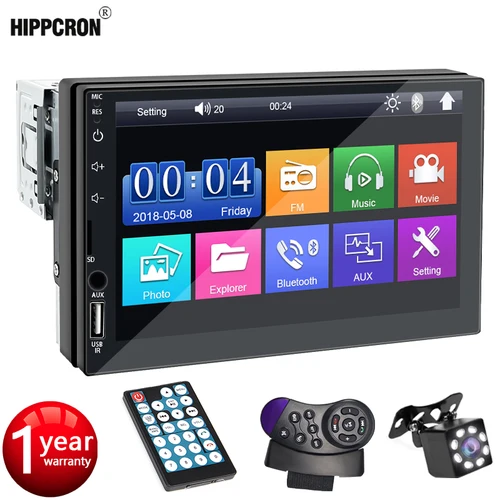 Imagen 1 del producto Radio de coche de 7 pulgadas, 1 Din, reproductor Multimedia MP5, pantalla táctil, FM, ISO, entrada auxiliar de alimentación, Bluetooth, USB, enlace de espejo, Autoradio Universal