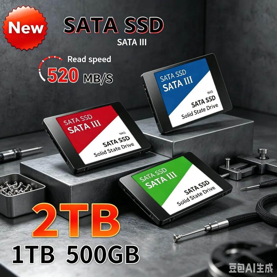 Disque SSD d'origine 1 To, haute vitesse, SATA3 2,5 pouces, interne, TLC 500 Mo/s pour ordinateur portable et de bureau