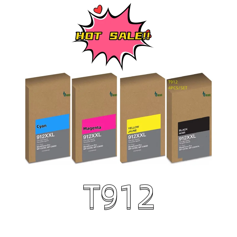 Black Yellow  Cyan Magenta Epson DURABrite Pro T912XXL420 Ink Cartridge Extra High Capacity