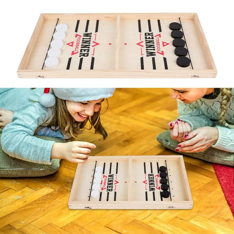 

Wooden Hockey Game Sling Puck Fast Sling Puck Toy Desktop Battle Toy Winner Board Games Paced Toys Interactive Chess Toy Board