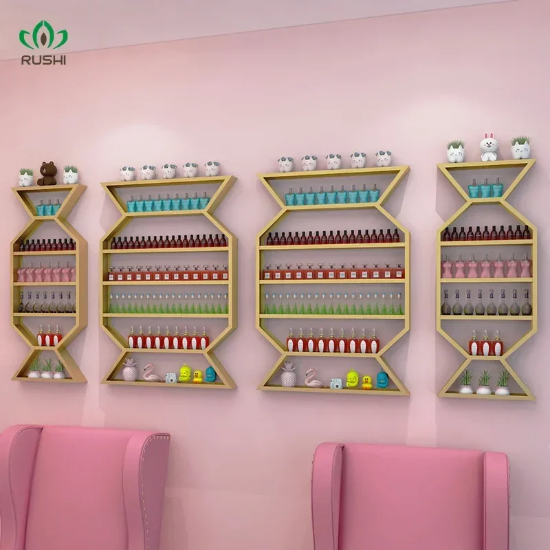 Finger Nail Polish Shelf Wall-Mounted Manicure Display Rack Internet Celebrity Nail Polish Glue Holder Nail Salon Wall Shelf