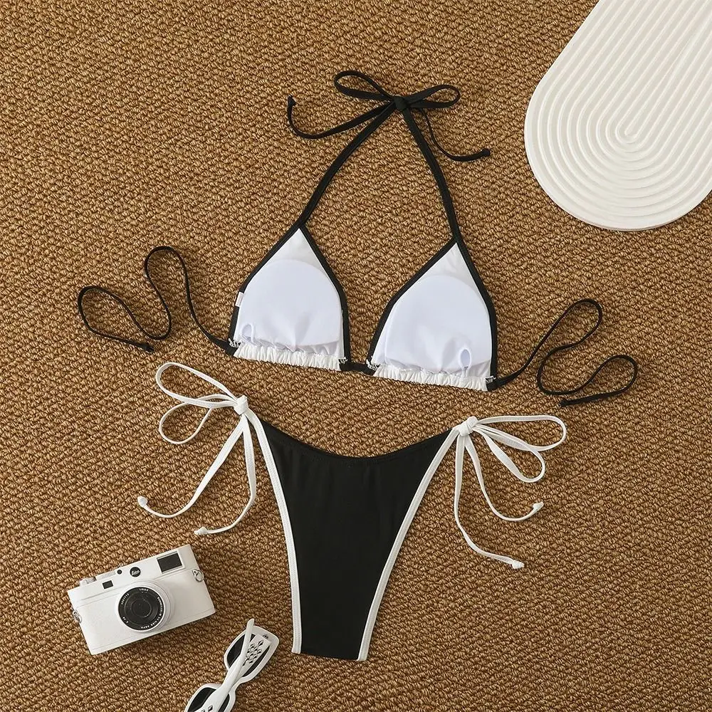 

2Pcs/Set Fashion Summer Beach Bikini Triangle Brazilian Bikini Set Casual Bathing Suit Women Swimsuit Vacation