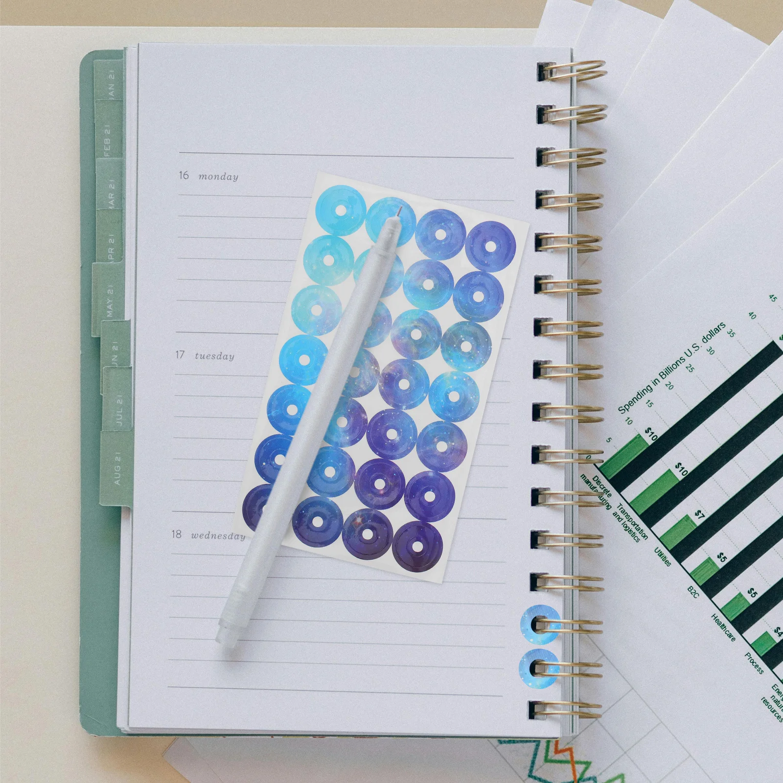 

5 Bags Self-Adhesive Paper Reinforcement Tear Resistant Loose Leaf Protectors For Binders Notebooks Documents Repair