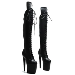 Leecabe   20CM/8inches  Matte Snake PU  Trend fashion   High Heel platform stripper heel  Pole Dance boots