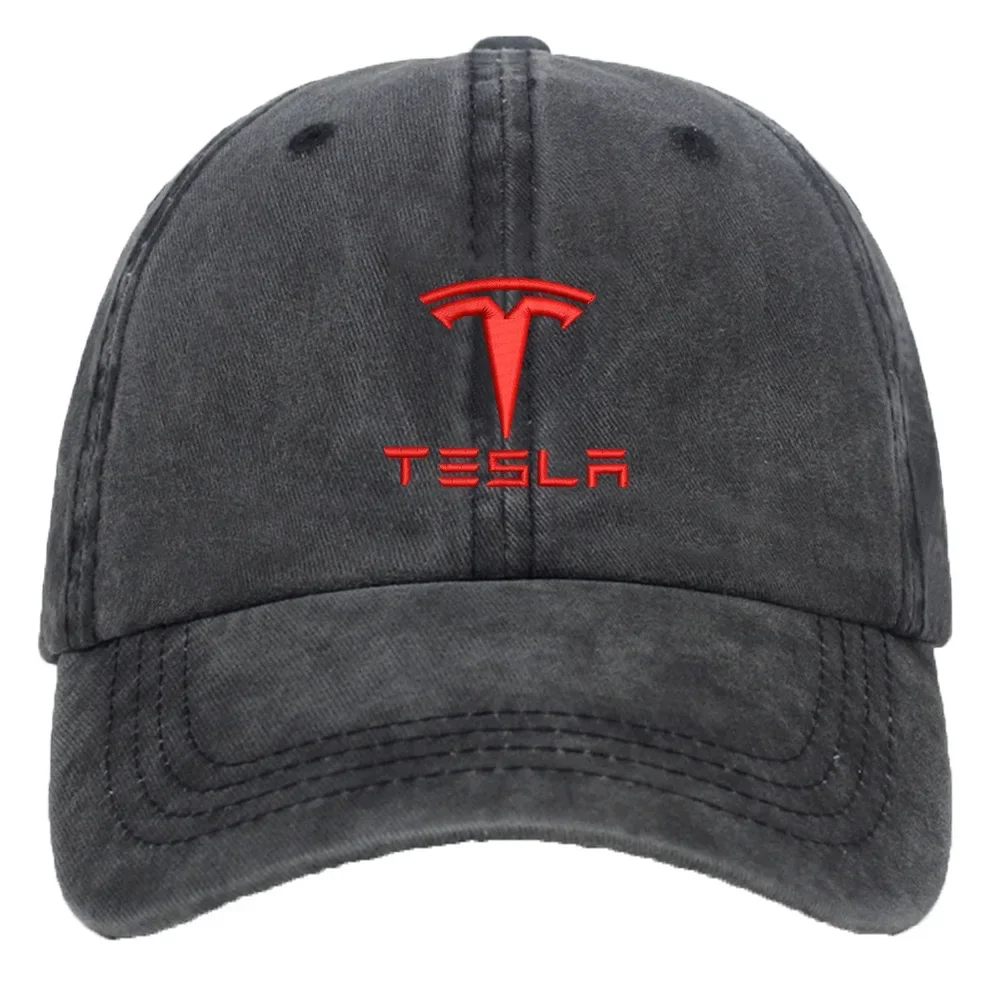 Cotton Washed Baseball Cap for Tesla Casual Men Women Four Season Outdoor Sport Hiking Embroidery Sunshade Hat Adjustable Gift