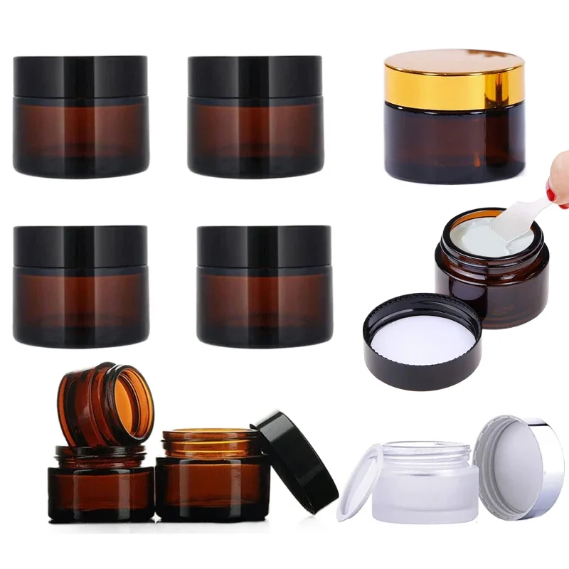 

20Pcs 5g/10g/20g/30g/50g Round Glass Jars With Inner Liners Sample Pots For Lip Balm Lotion Creams Nail Powders Gels Candle jar