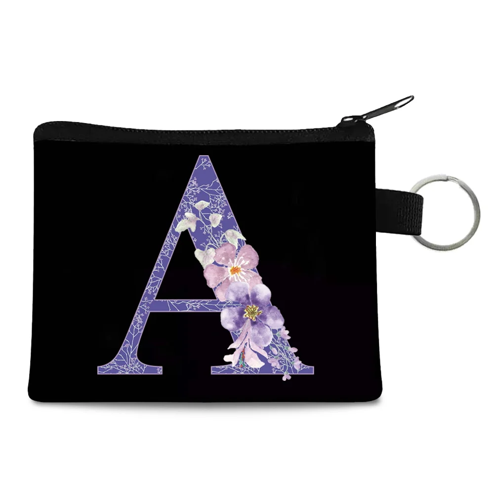 2023 Hot Sale Coin Purse Wallet Card Key Bag Zip Coin Purse Clutch Bag Fashion Women's Bag Portable Purple Flower Print Tote Bag