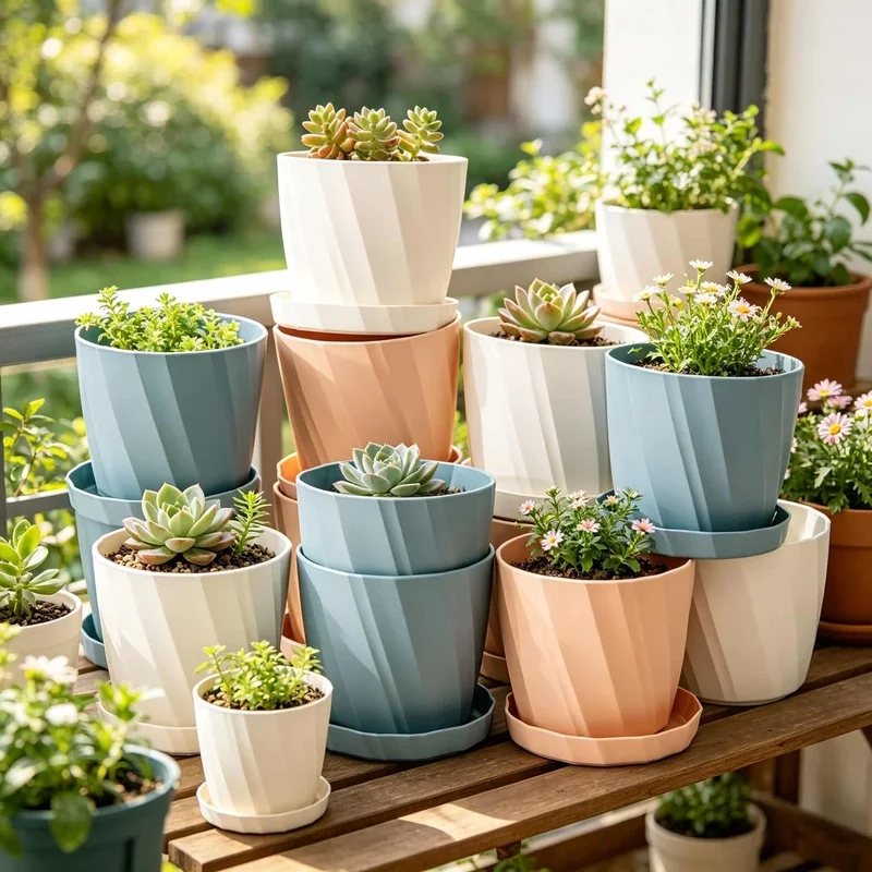 Creative and stylish large-sized, breathable resin and plastic flower pot for home balconies, featuring a minimalist design and
