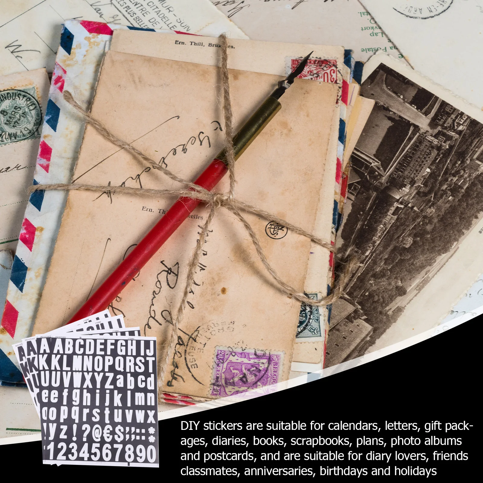 Autocollants alfanumériques créatifs, 4 pièces, artisanat d'art, Scrapbooking, bandes de décoration, fournitures de journal, numéro de boîte aux lettres, DIY bricolage