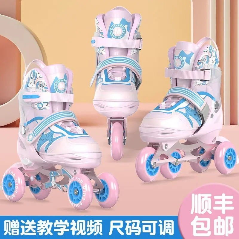 

Children's Three-purpose Roller Skates, Skating Shoes, Kids Sliding Inline, Quad Skating Sneakers, Training 4 Wheels