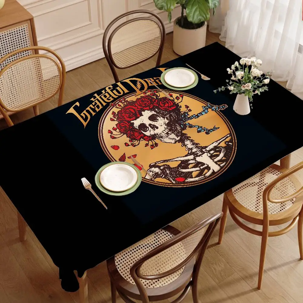 G-Grateful Dead Psychedelic Rock Tablecloth Birthday Party Wedding Christmas Table Cover Wipe Desk Cloth Decor Covers Rectangle