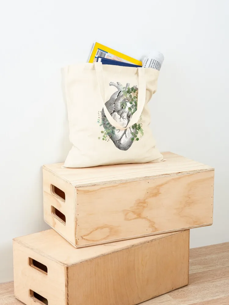 Eucaliptus leaves Heart Human Anatomy Tote Bag canvas tote bags Big bag women bag Women bags