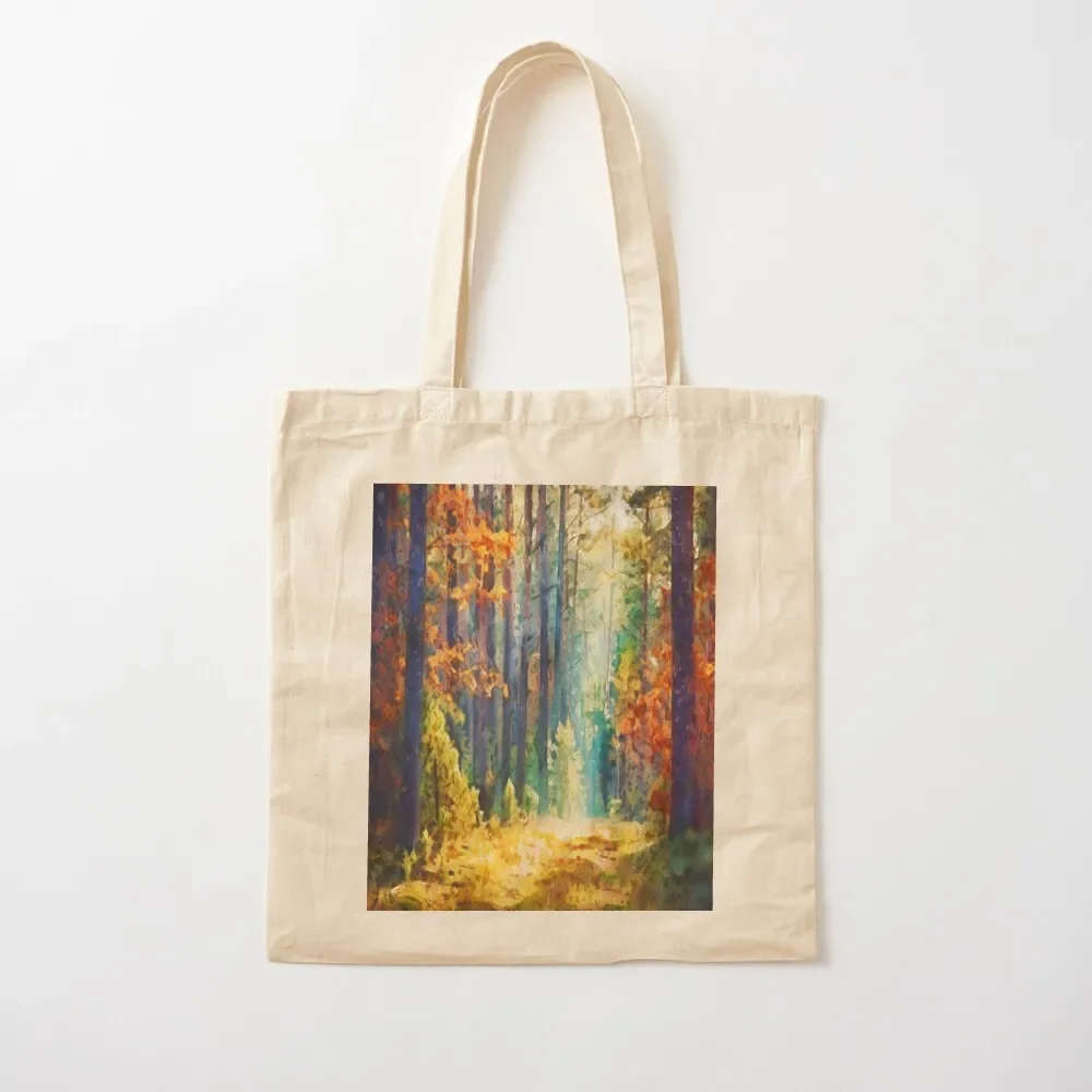 

colorful forest watercolor painting Tote Bag Shopper Beach bag Handbags Tote Bag