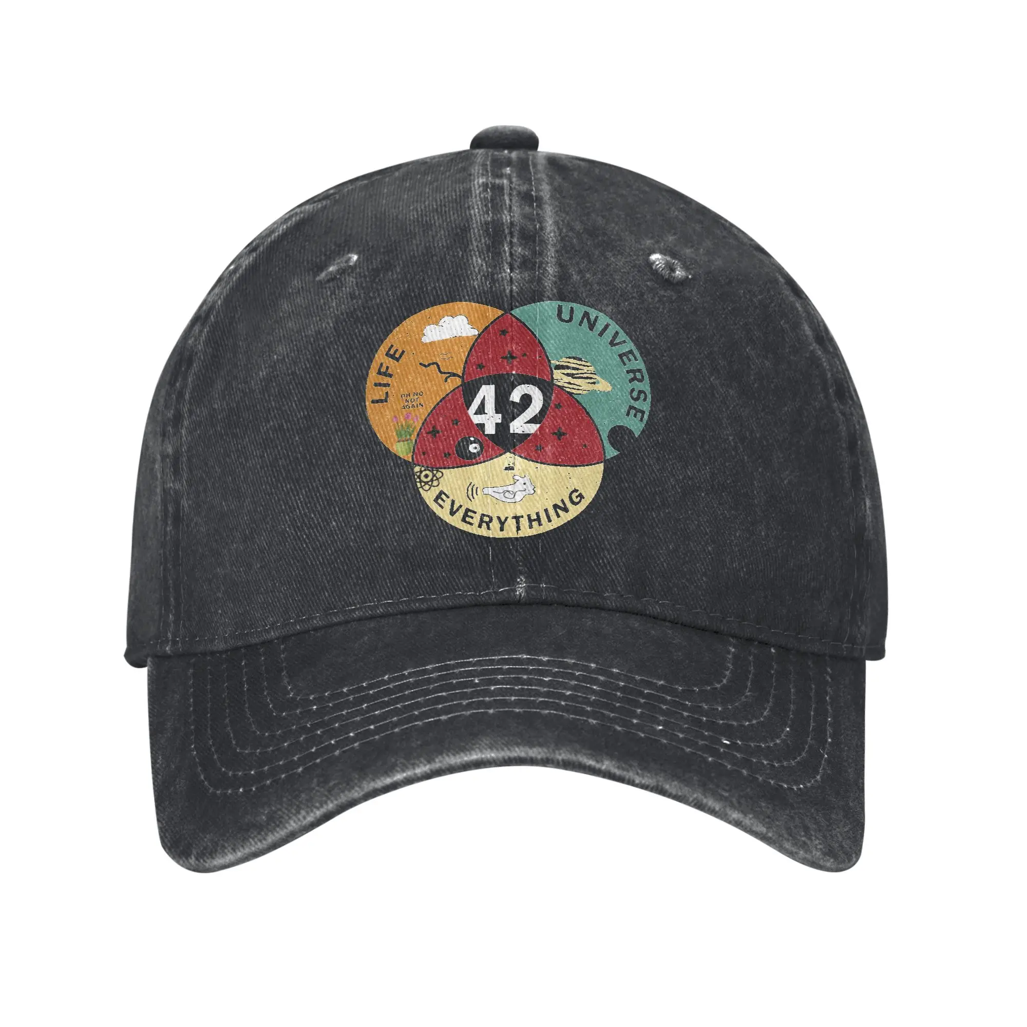 42 The Answer To Life The Universe And Everything Douglas Adams Men Women Baseball Cap Distressed Denim Hats Cap Snapback Hat