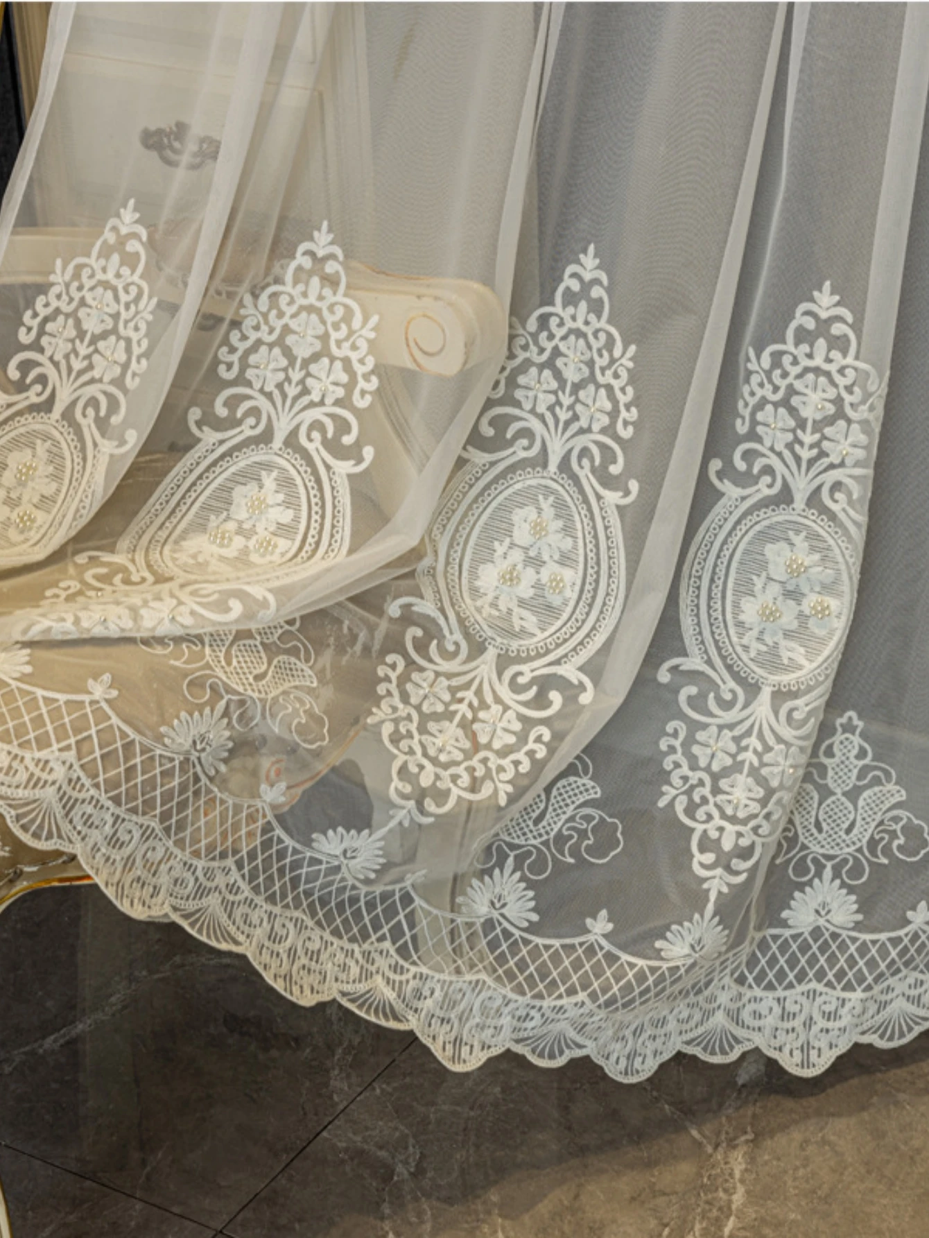 1pc European style curtains, petal shaped embroidered curtains, bedroom, living room, dining room, kitchen decoration,