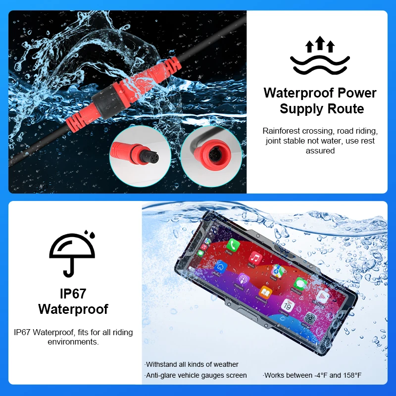 8.1 بوصة Carplay دراجة نارية أندرويد السيارات نظام تحديد المواقع والملاحة شاشة عرض مقاومة للماء ل موتو المزدوج بلوتوث واي فاي لوحة القيادة الرقمية