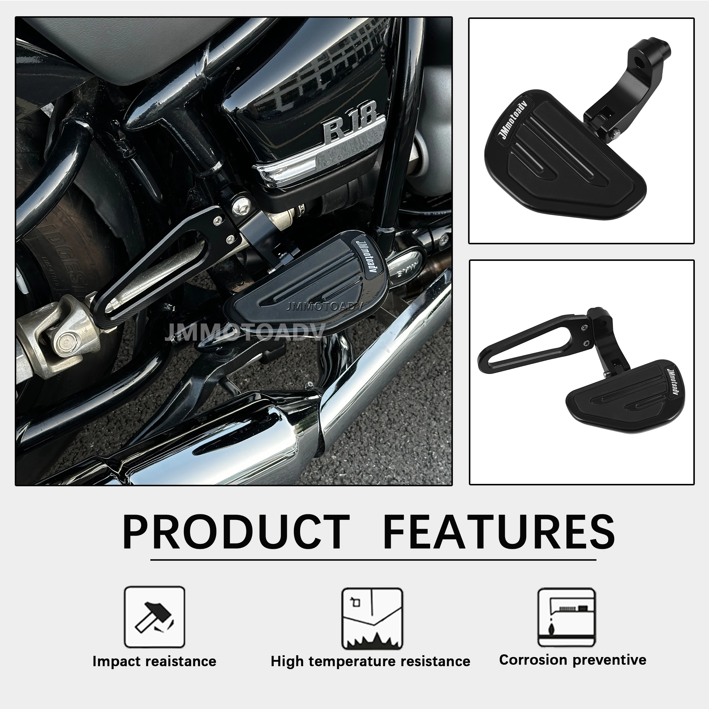 Rear Footrest Assembly For BMW R18 Motorcycle Durable Scratch Resistant Foot Pedal Kit Motorbike Modification Replacement