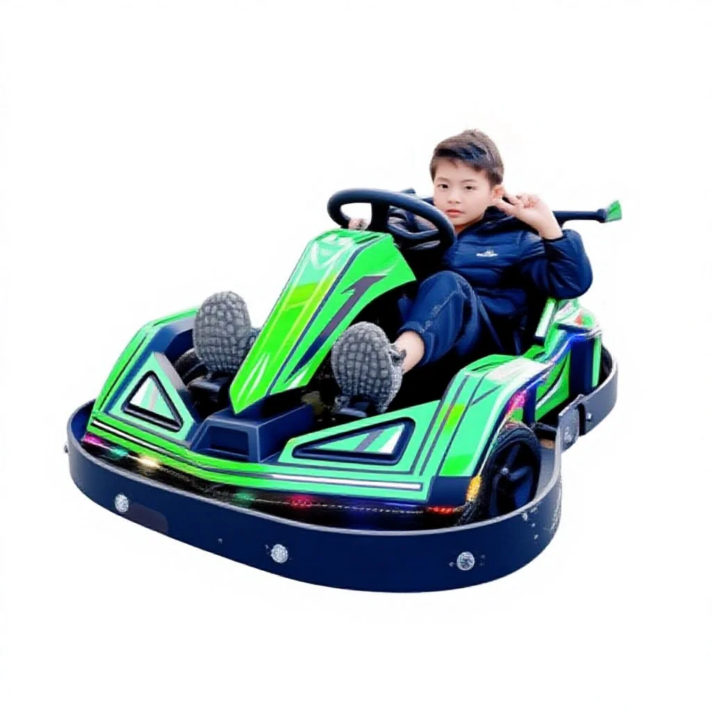 Electric Drift Go Kart, Double Battery Bumper Car,Commercial Riding Toy for Kids 60kg Capacity Outdoor Amusement Park Family Fun