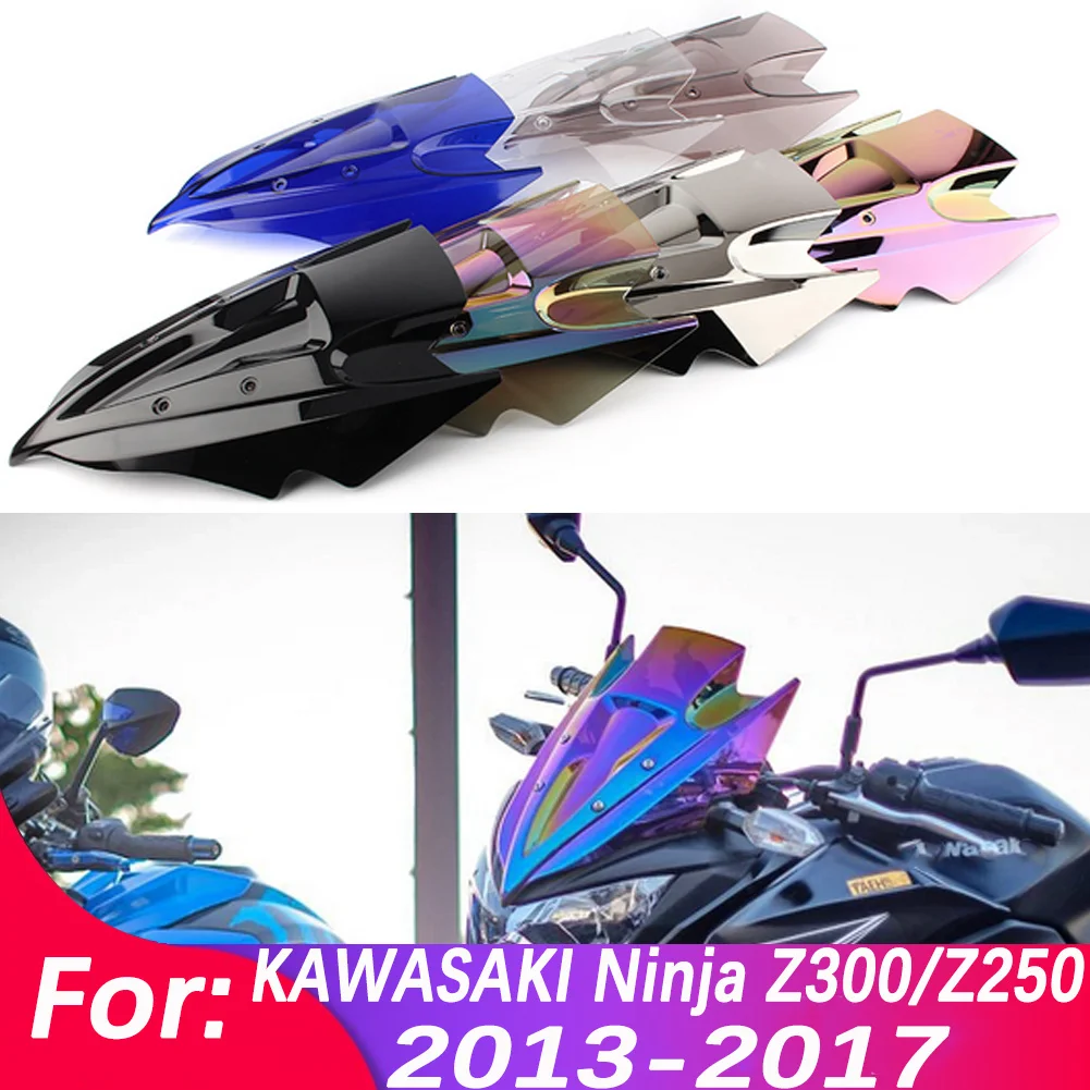 Motorcycle Windshield For Kawasaki Ninja Z 250 300 Z250 Z300 2013-2018 Double Bubble WindScreen Accessories Fairing Deflector