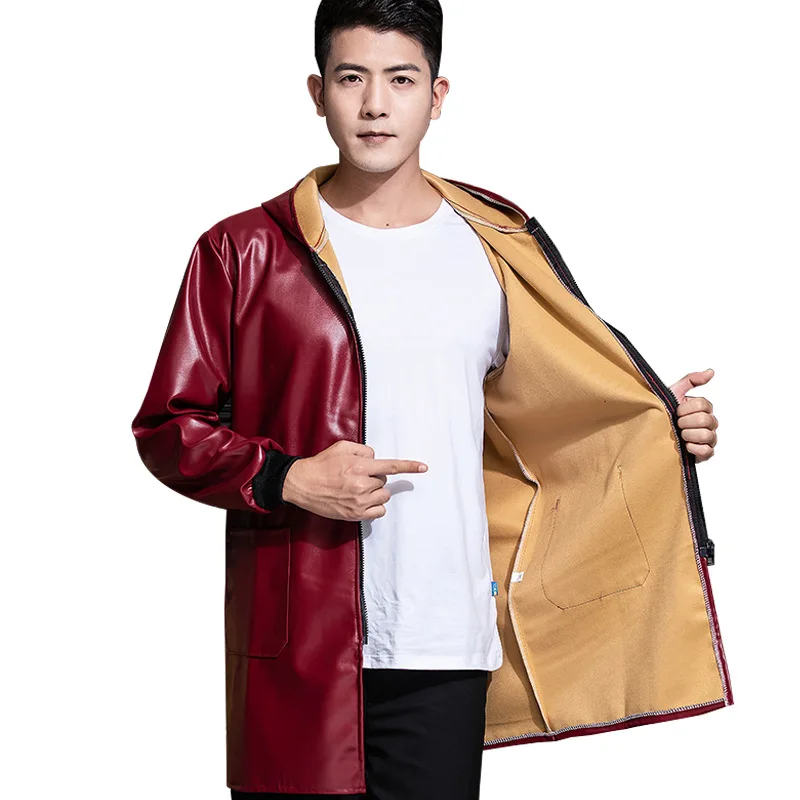 

Waterproof and Oil-proof Leather Gown Work Clothes Warehouse Workshop Work Clothes Dust-proof Handling Clothes