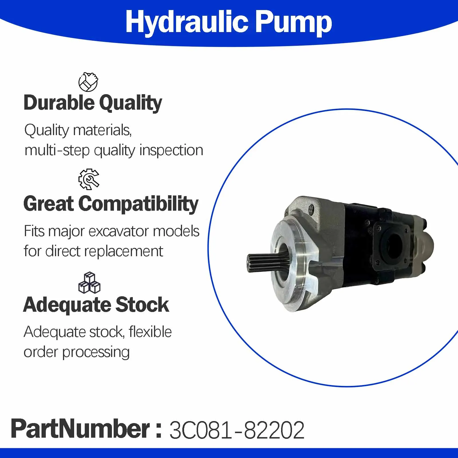 3C081-82200 Hydraulic Pump For Kubota M5040 M6040 M7040 M7060 M8540 M8560 M9540 M9960 M4 M4N M5 M5L M5N Engine Parts