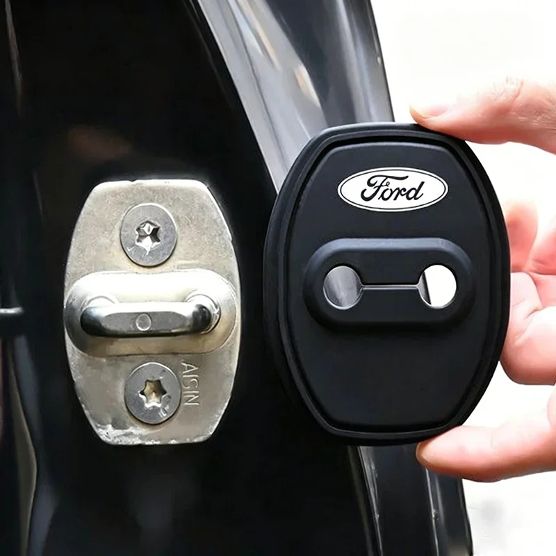 Car Door Lock Cover Protector for Ford Mondeo Focus Edge Explorer Bronco Escape Kuga Silicone Shock Absorption & Noise Reduction