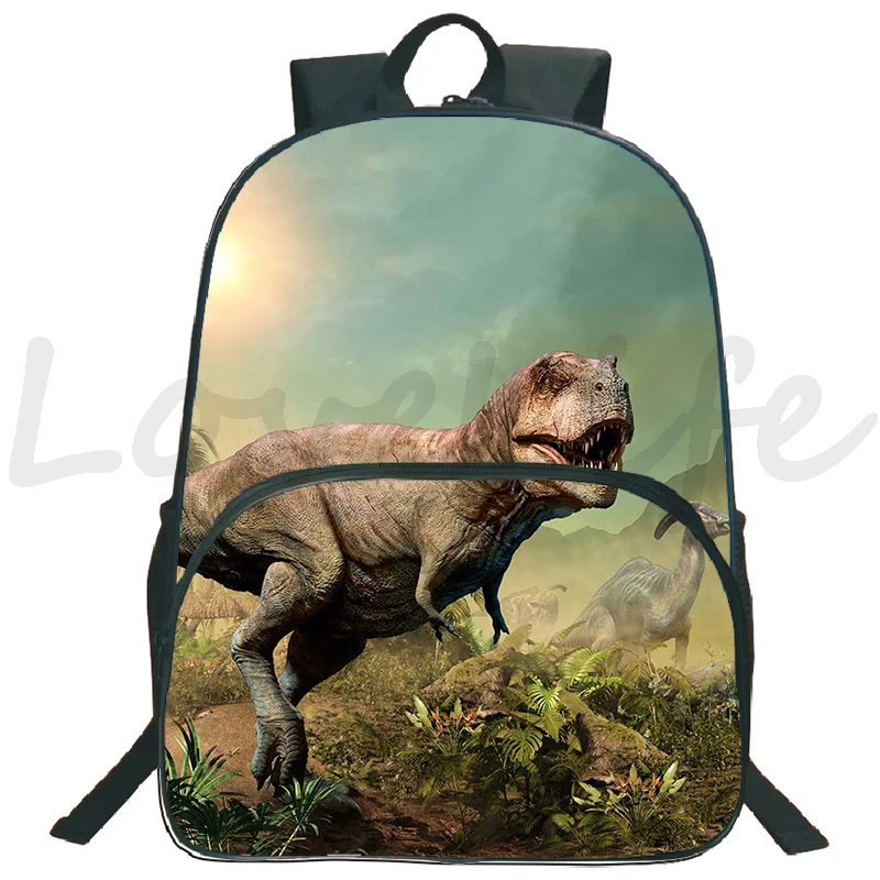 Mochila escolar de dinosaurio para niño y niña, bolsa de hombro de dibujos animados, 16 pulgadas