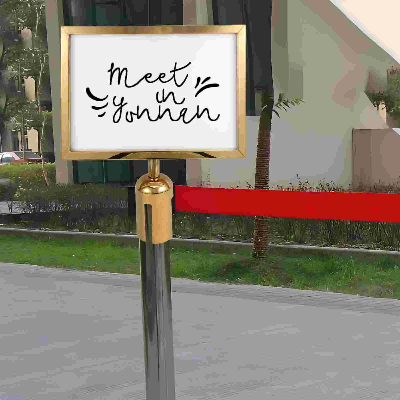 Railing Inserts Sign Holder with Cover Portrait Frame Bracket Crowd Control Stanchion Metal Post