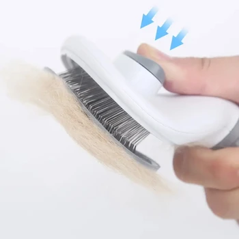 Stylish Pet Hair Removal Brush - Stainless Steel Automatic Dog Hair Comb for Grooming Supplies - Safely Removes Pet Hair - Easy  4