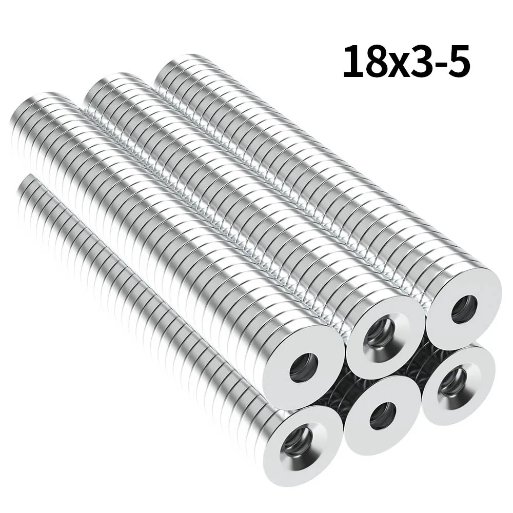 

18x3-5mm N35 Super Strong Neodymium Magnet Round with holes NdfeB Powerful Permanent Magnetic imanes Refrigerator Magnets