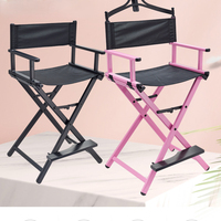 Modern Portable Aluminum Director Chair with Headrest - Portable Makeup Artist/Manager Folding Chair for Better Rest