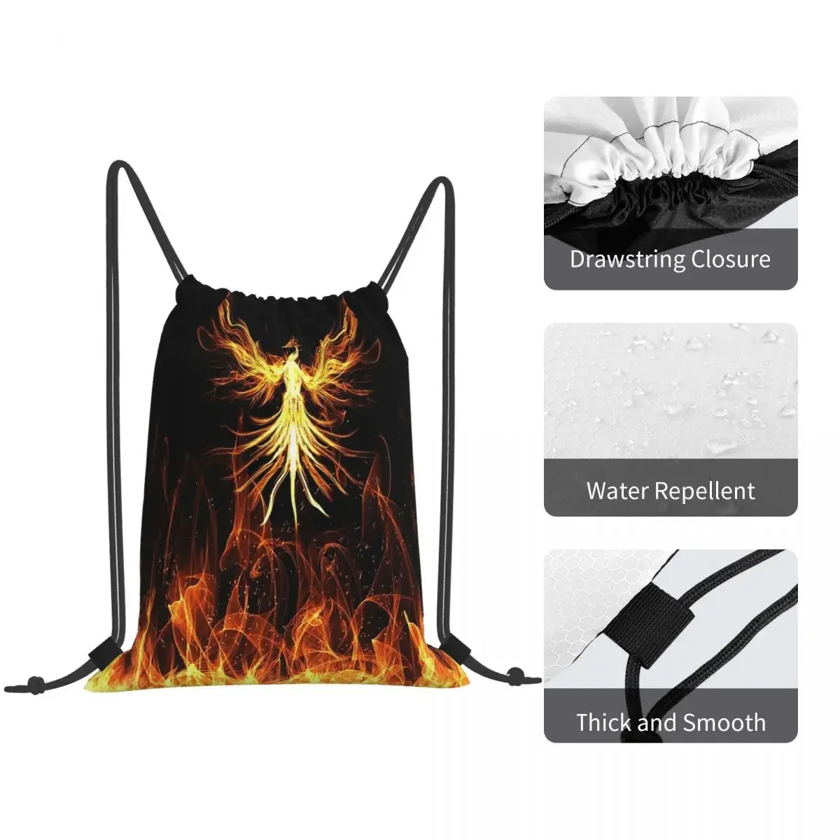 Majestic Phoenix Mythical Bird  Backpacks Portable Drawstring Bags Storage Bag Book Bags for Travel School