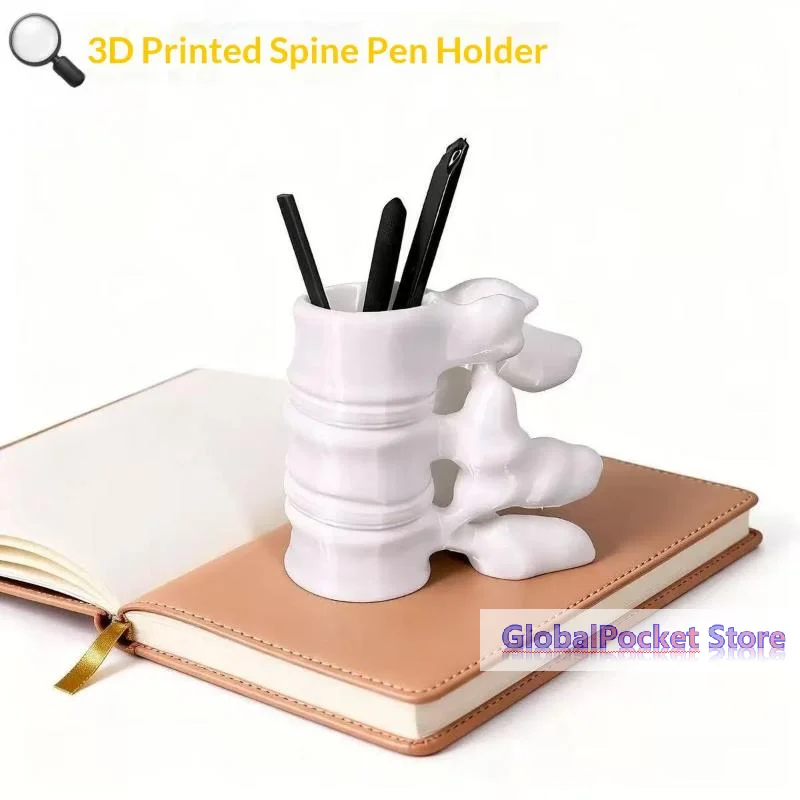 [TG823]1Pcs 3D Printed Spine Shaped Pen Holder With Creative Fun Design And Sturdy Base For Office Desk Home Study  Staff Gifts
