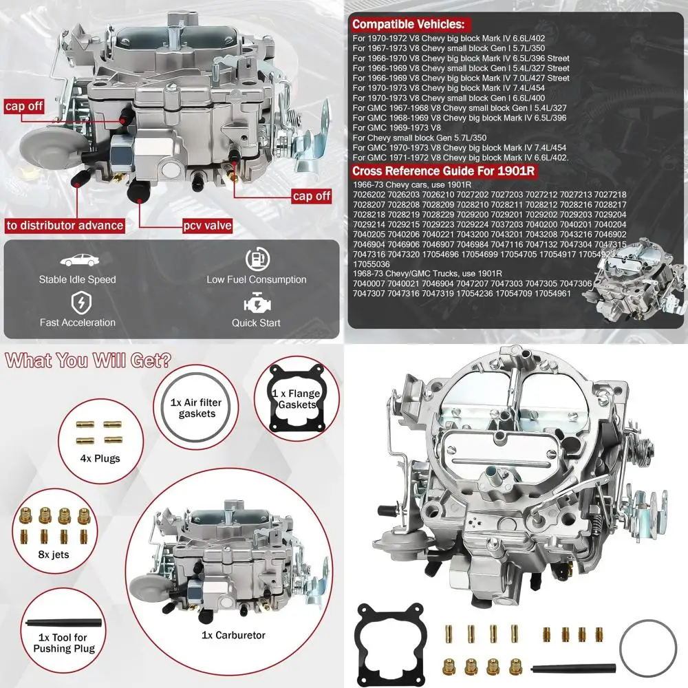 

4-створчатый карбюратор 4MV, карбюратор Bel Air, карбюратор Nova, подходит для двигателей Chevy 327 350 427 454 Карбюратор с комплектом прокладок Man