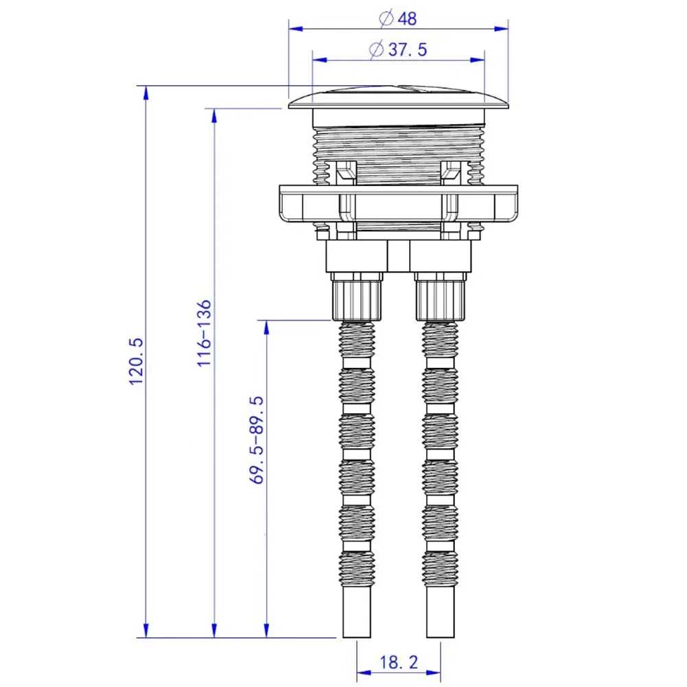 Tombol tekan 38mm toilet untuk tombol Flush melingkar atas mekanis katup tekanan tangki air ABS tombol Flush ganda kamar mandi