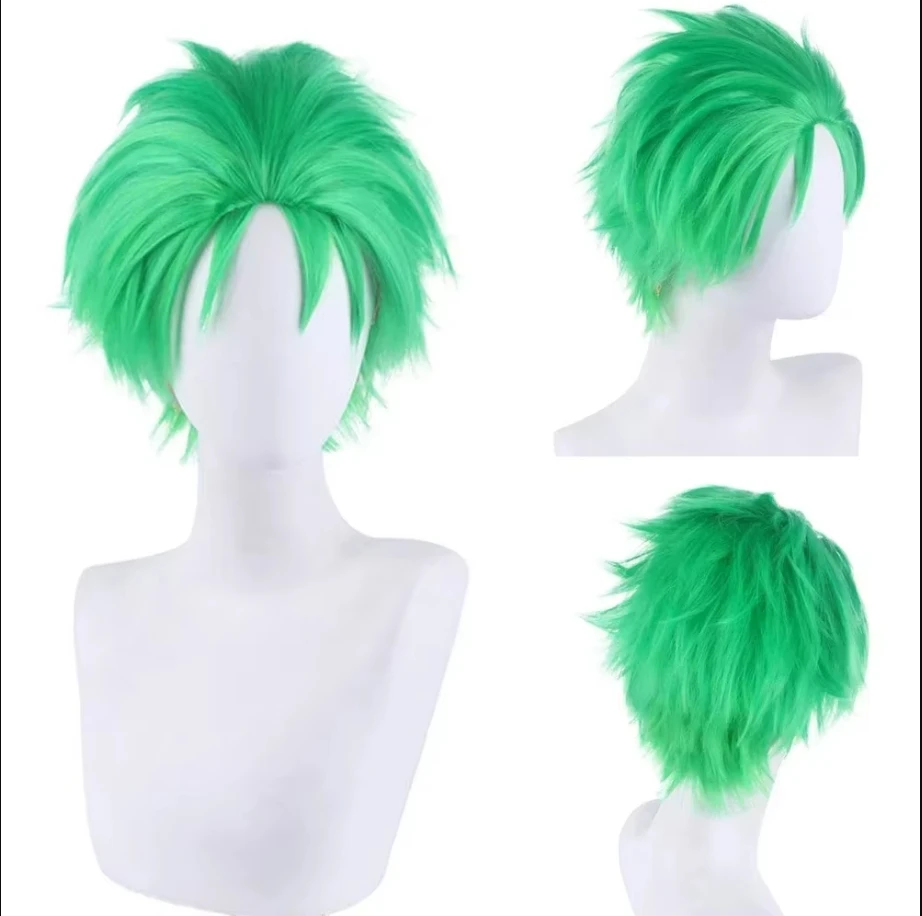 

Men's Short Straight Green Wigs Synthetic Anime Cosplay Hair Wig For Daily Party