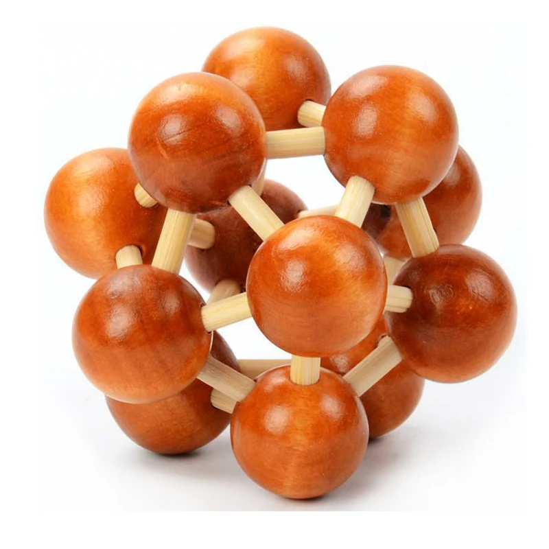 Unique DNA Space Balls Luban Lock Wooden 3D Puzzles Interlocking Brain Teaser Adults & Teenager IQ Test Educational Toys Gifts