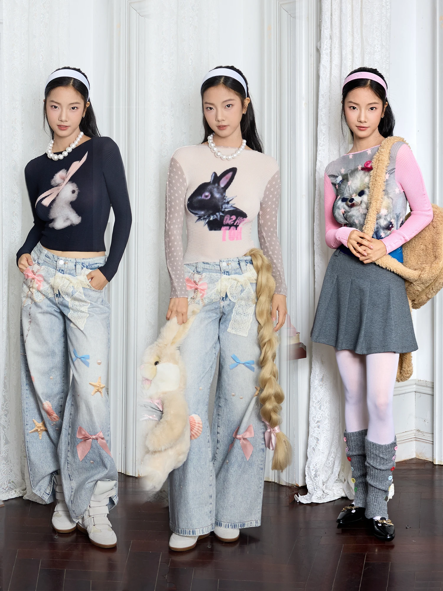 

Футболка Sweet Knot Long Sve, внутренняя одежда для девочек, летний топ из полиэстера с милым принтом и складным подолом