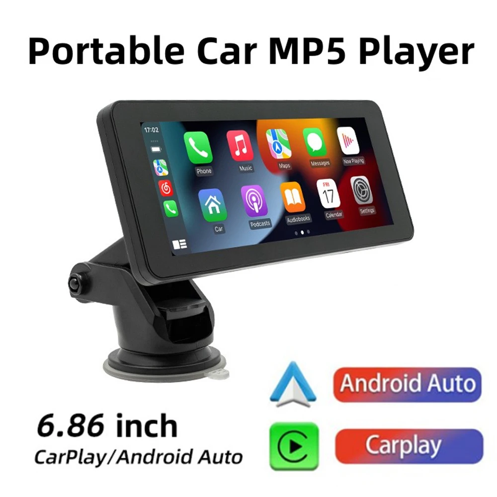 

6.86 Inch HD Touch Screen Car MP5 Player Wireless Carplay Android Auto Bluetooth-compatible Portable Car Stereo Built-in Speaker