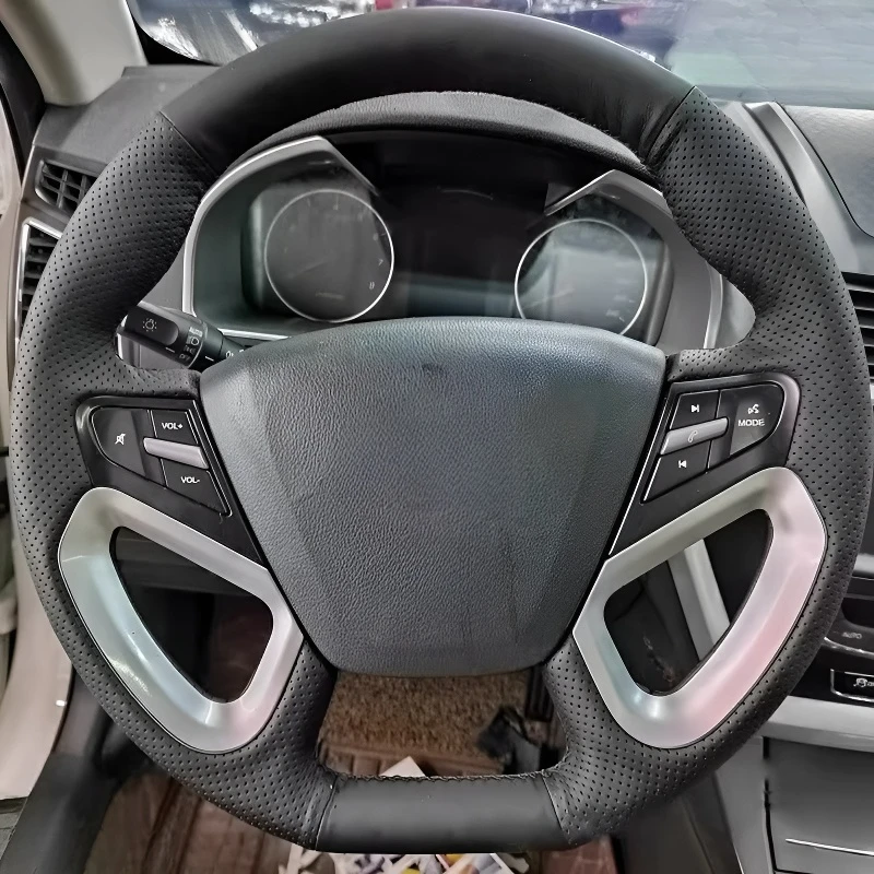 

For Geely Emgrand 14-16 models Hand-stitched steering wheel cover lightweight and breathable, full coverage modification design
