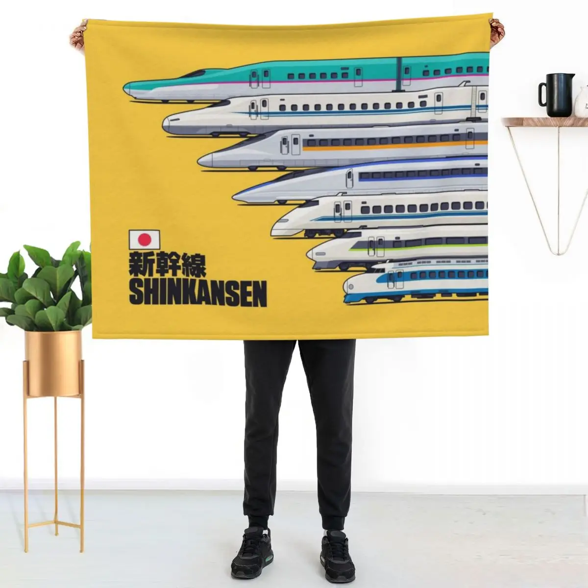 Shinkansen Bullet Train Evolution - Yellow Throw Blanket For Baby Plaid Extra Large Throw Bed covers Thermal Beautifuls Blankets
