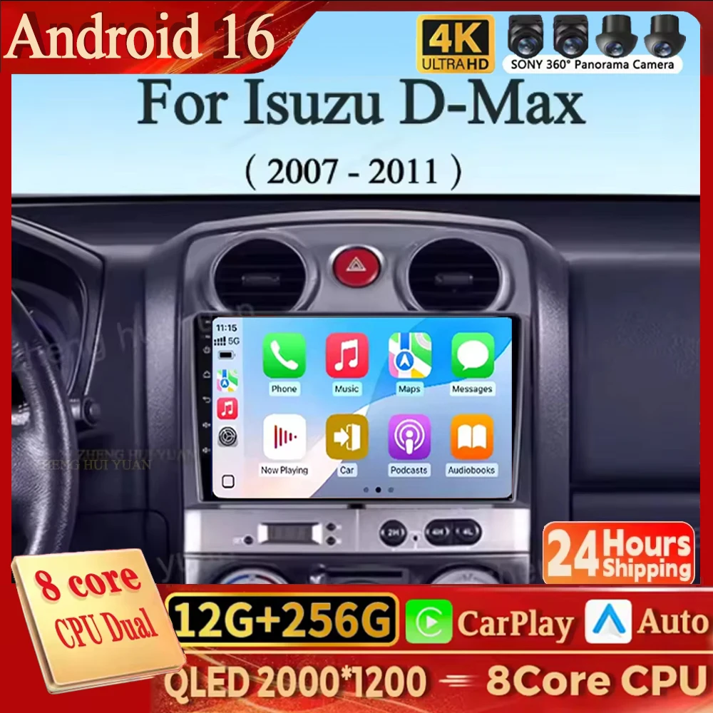 For Isuzu D-Max DMAX 2007 2008 2009 2010 2011 Android 16 Carplay Car Radio Multimedia Video Player Navigation GPS Head Unit WIFI