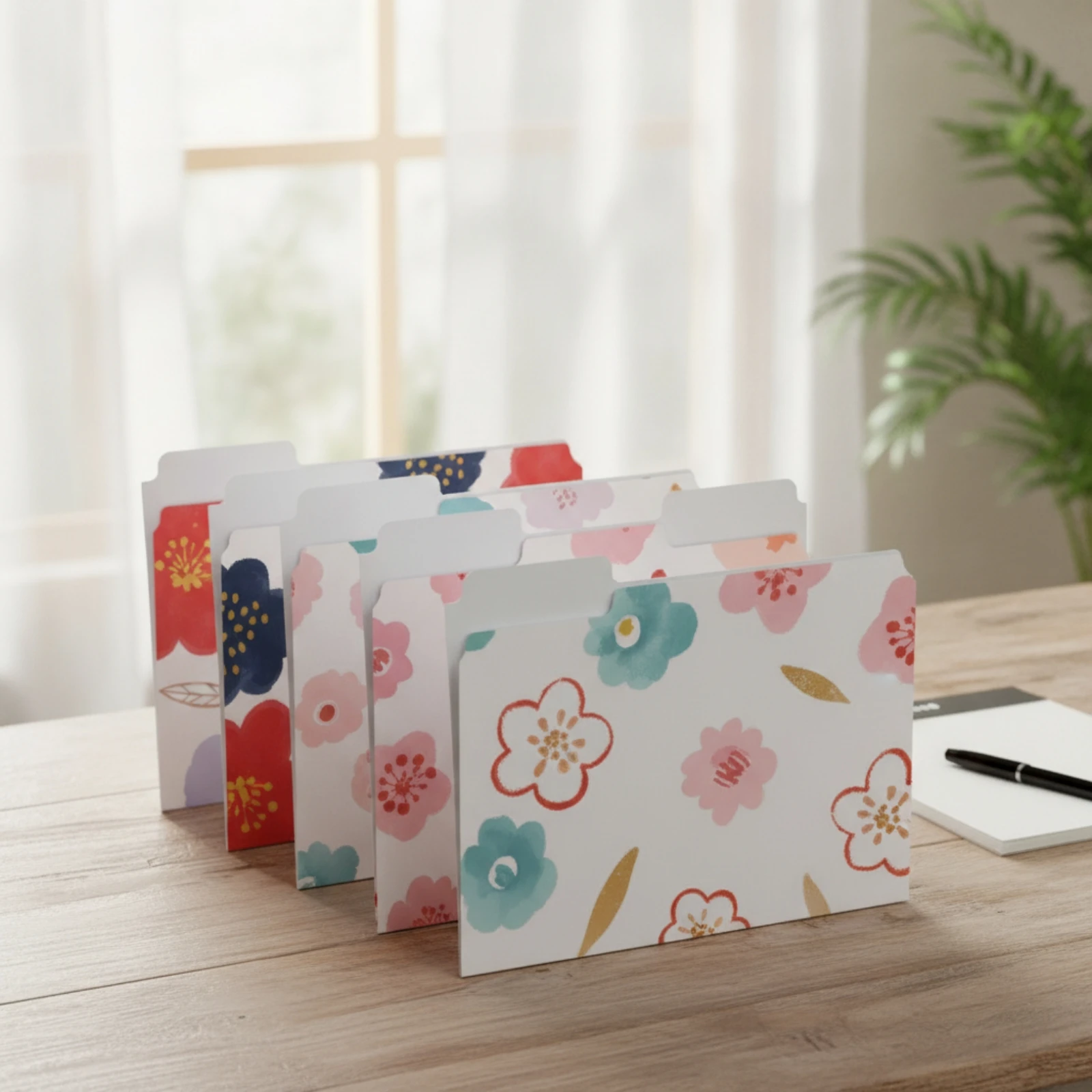 6 Pieces Folders with 1/3 Cut Tab Premium File Folder with Tabs Tabbed File Folder Lightweight for Professionals, Office, School
