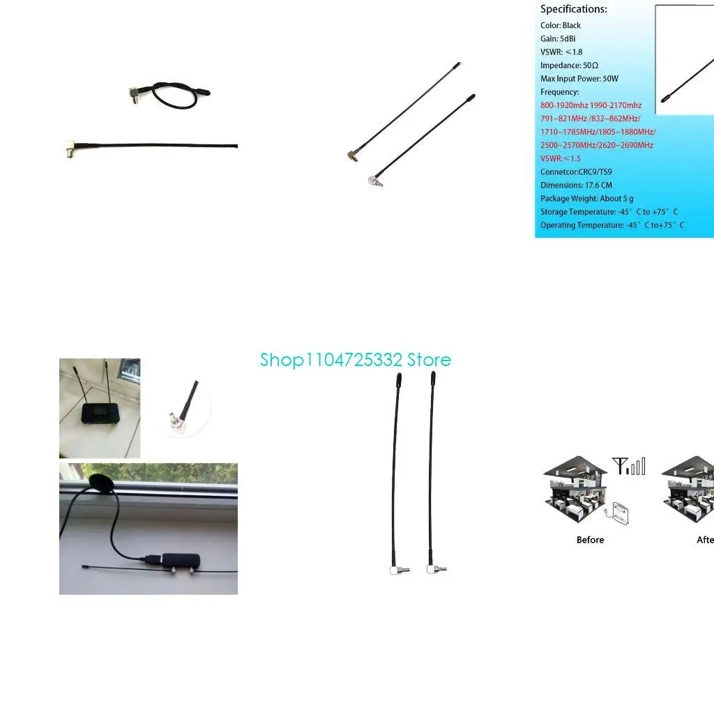 P5EA 4G LTE Antenna TS9/CRC9 Connector 5dbi High Gain Aerial for E398 E5372 E589 E392 Zte-MF61 MF62 Aircard 753s